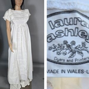 Vintage 70s Laura Ashley Wales White Gown xs